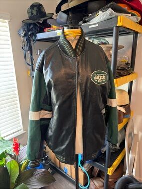 NY JETS LEATHER JACKET SZ XL
